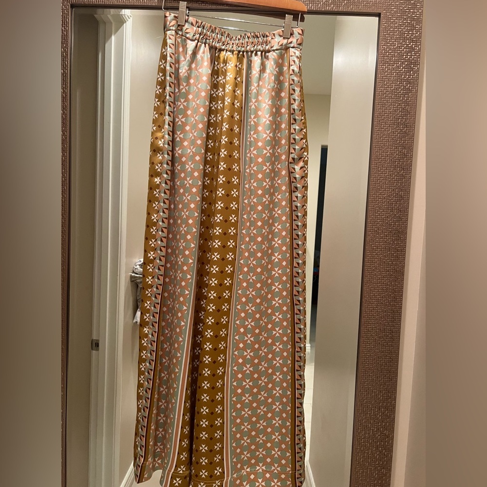 House of Harlow Satin Wide Leg Dress Pants